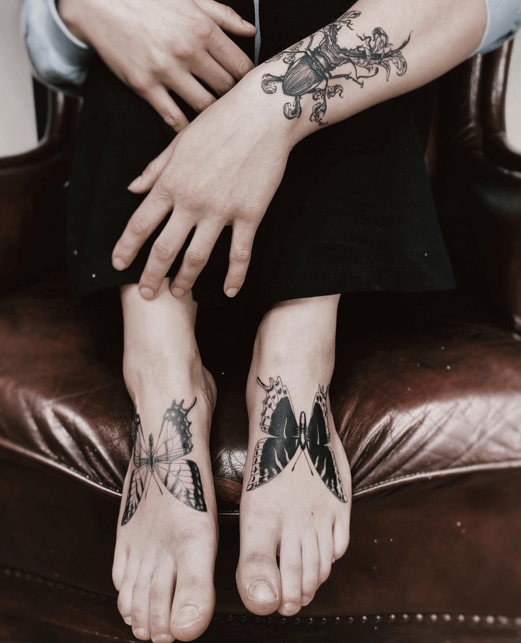 flower foot tattoos for women
