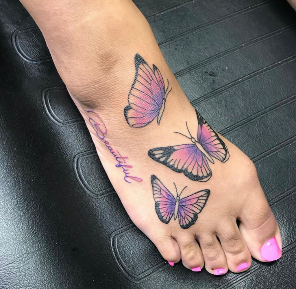 flower foot tattoos for women