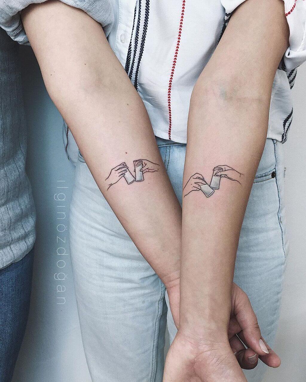 Triple triangle matching best friend tattoo Symbolizes mind body and  spirit  harmony   Friend tattoos small Cute sister tattoos Tattoos