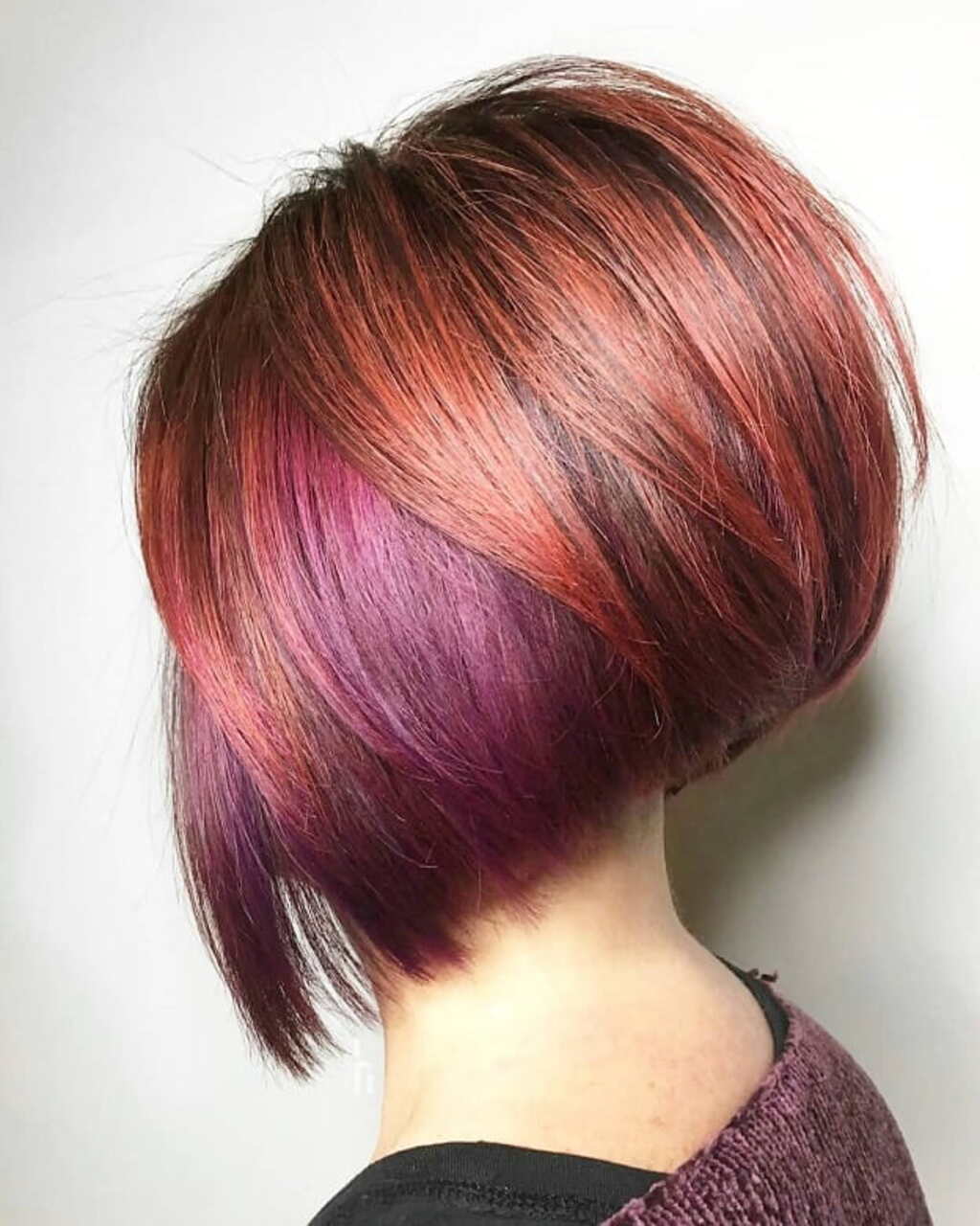 Colorful Short Stacked Bob hairstyle