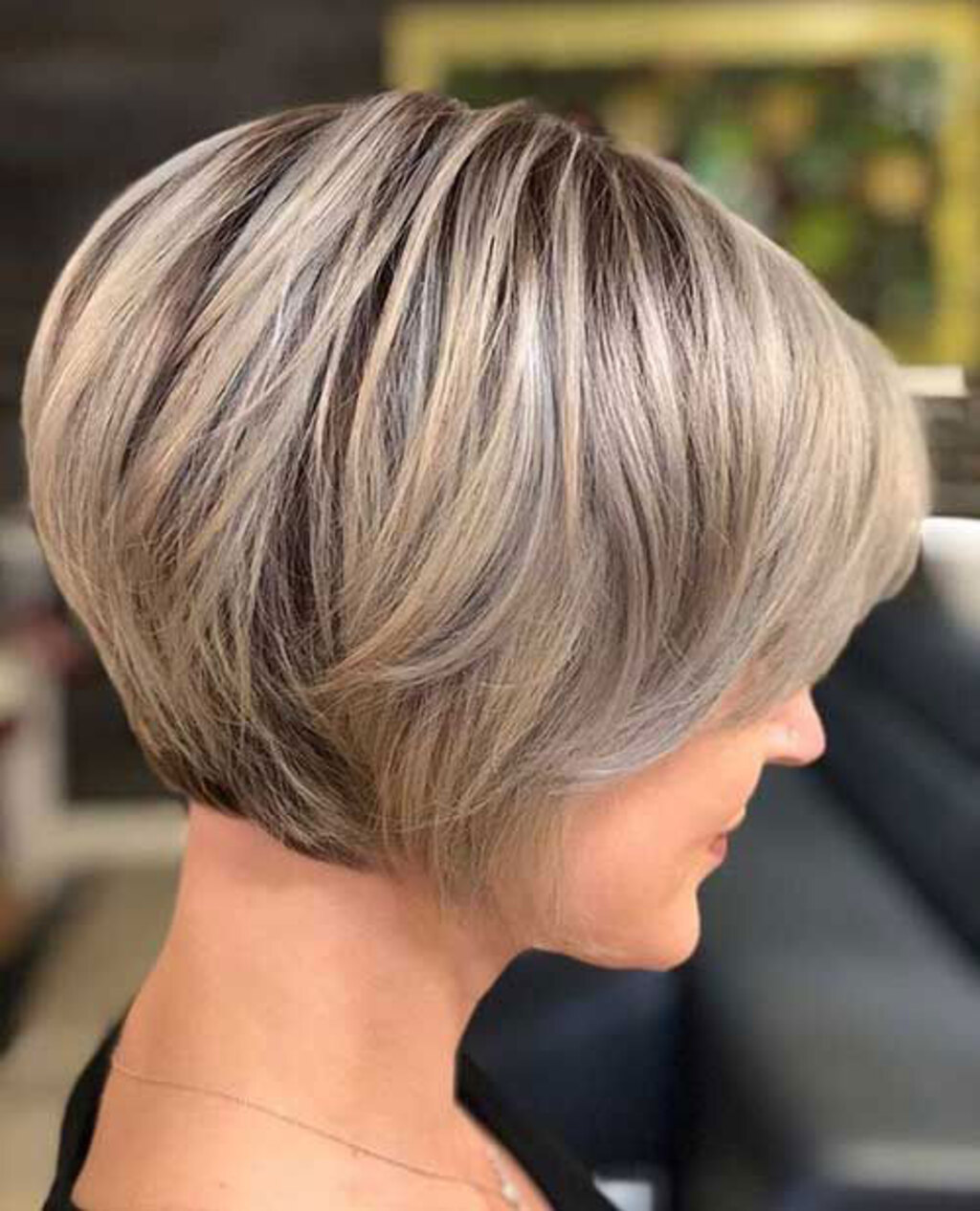 Super Short Stacked Rounded Bob Cut