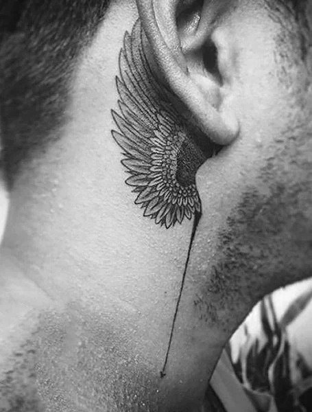 Neon White Ink Angel Wings Tattoo On back