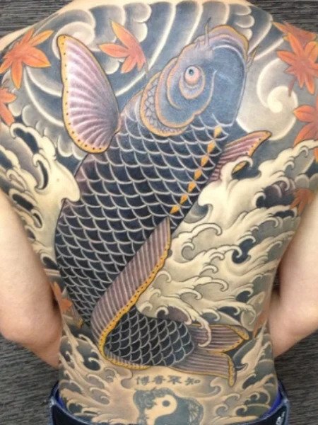 Koi Fish Tattoo on back