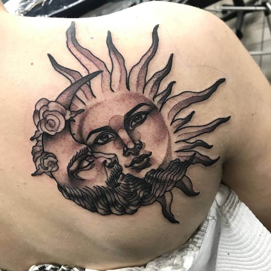 matching sun and moon tattoo