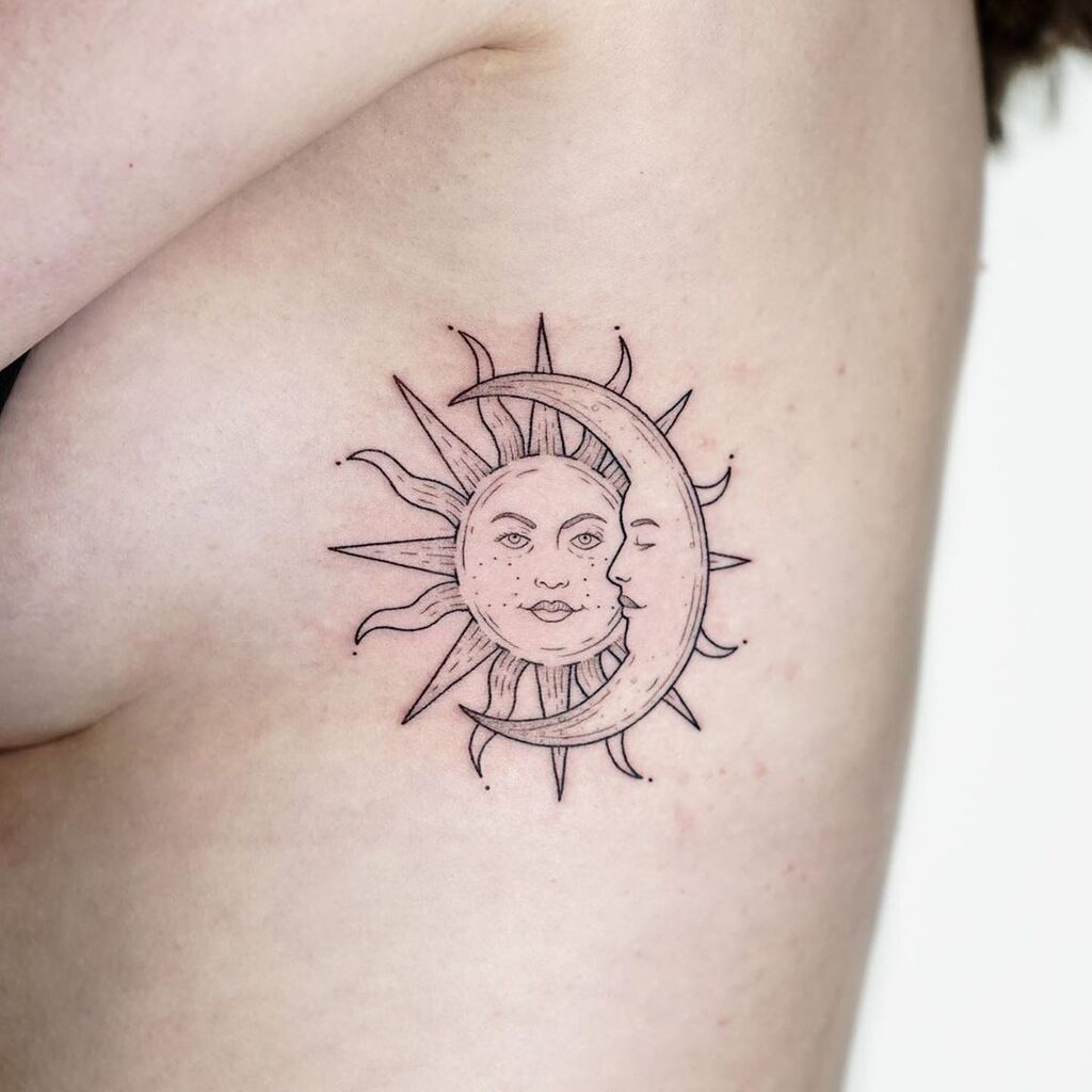 matching sun and moon tattoo  ideas for women
