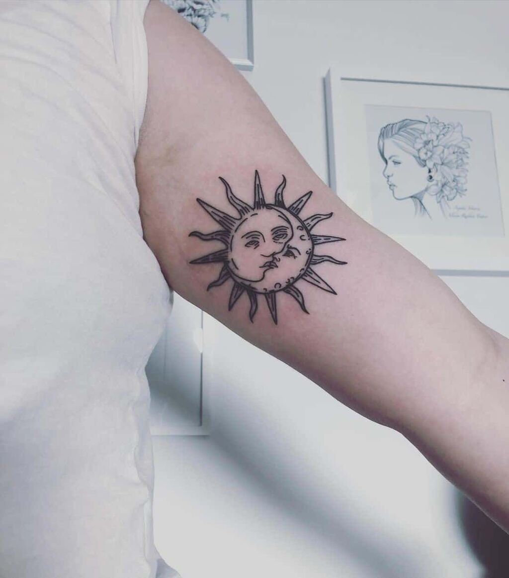 Sun and Moon Intertwined Tattoo