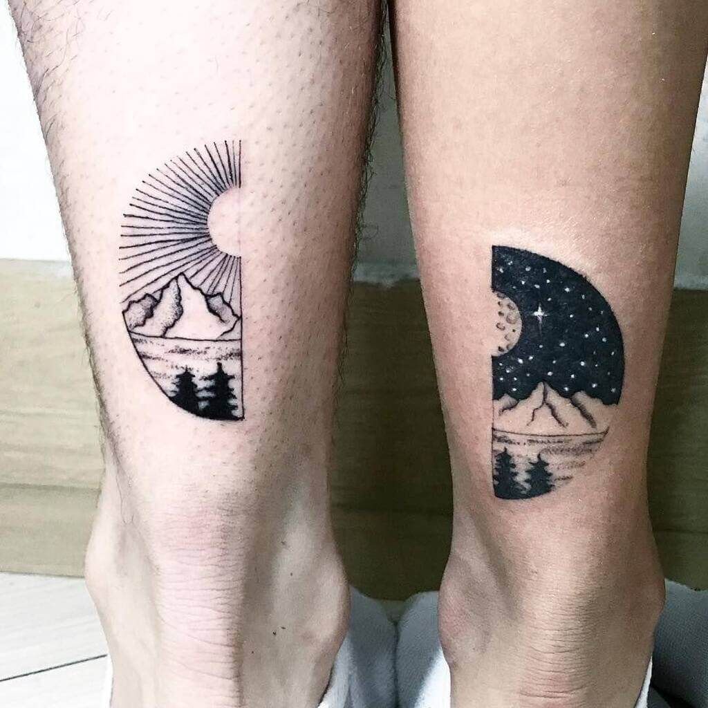 Half-Circle Pair of Sun and Moon that Align Together