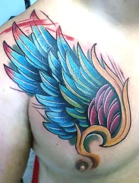 Colorful Angel Wing Tattoo Design