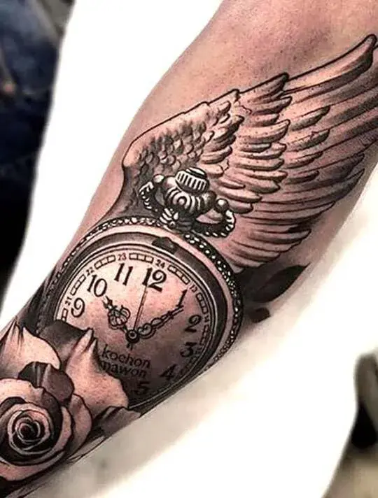 Angel Wing Rose Tattoo Design