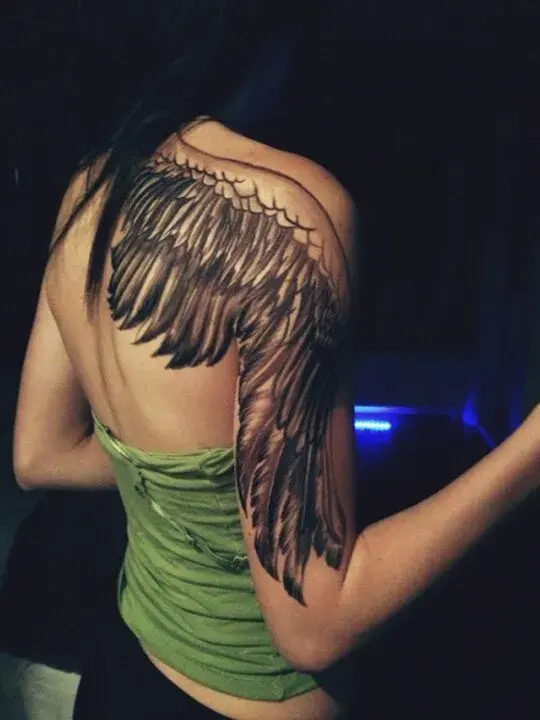 Half Sleeves Angel Wings Tattoo
