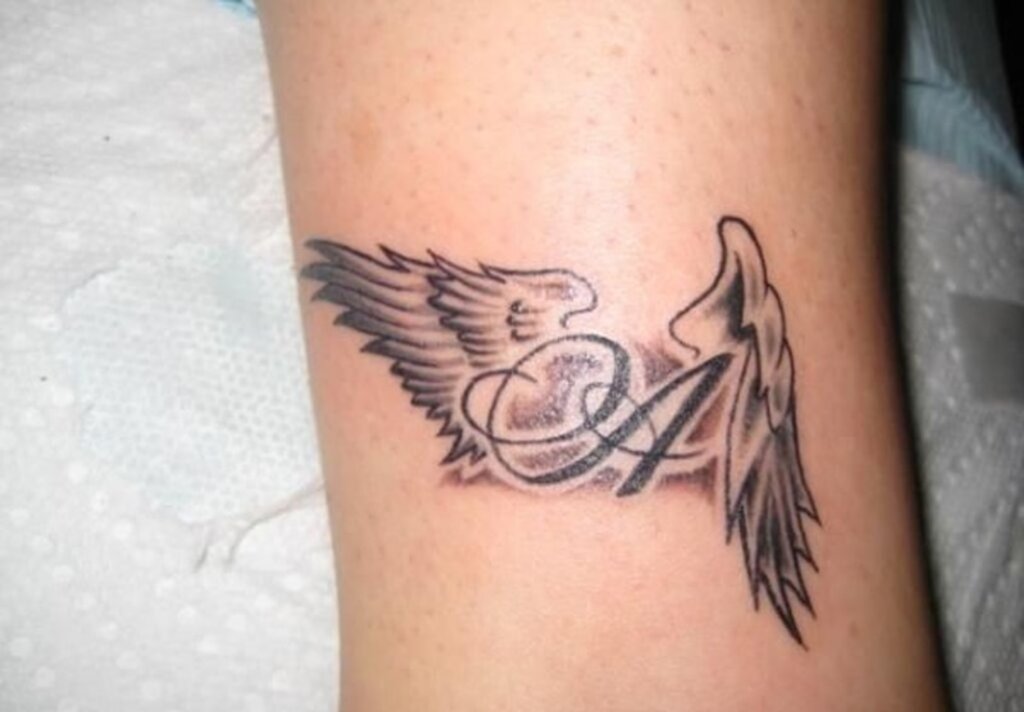 Angel Wings Name Tattoo