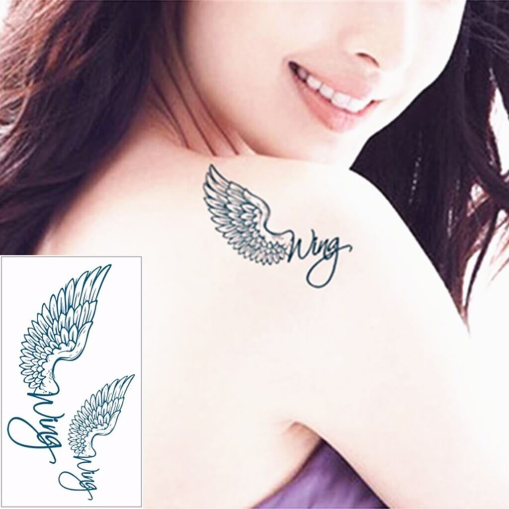 Angel Wings Name Tattoo