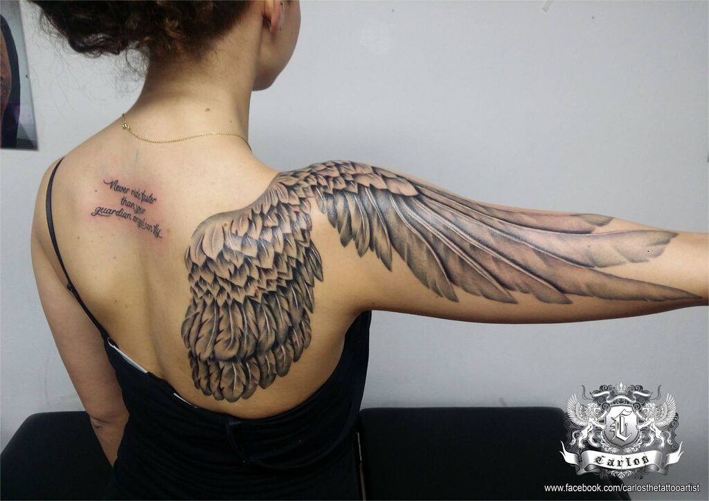 Details 73 wings tattoo on back super hot  thtantai2