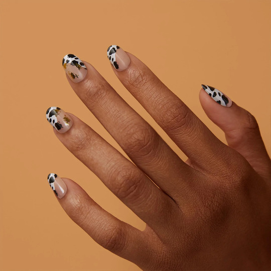Black and White Cow Print Nails