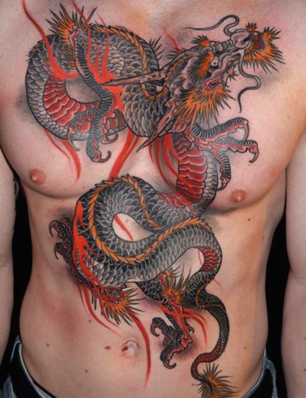  Japanese Dragon Chest Tattoo for men