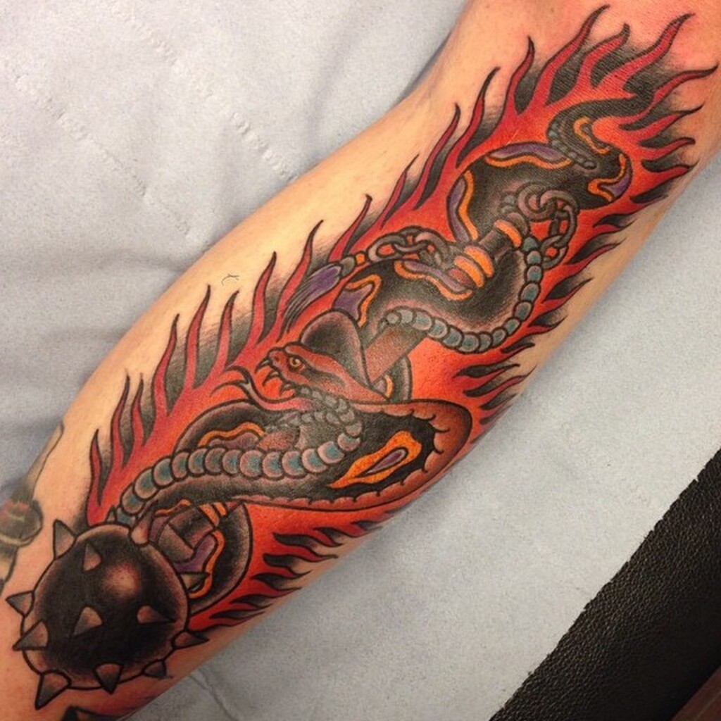 Fire Flaming Dragon Tattoo idea
