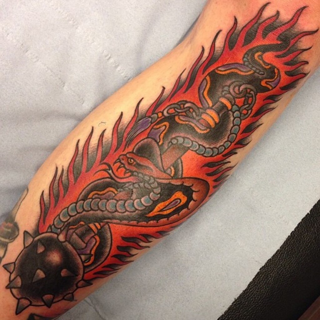 tribal flame tattoo