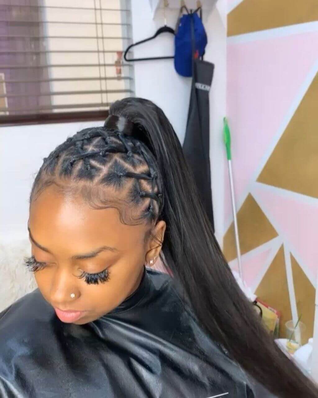 Rubber Band Hairstyle With High Ponytail