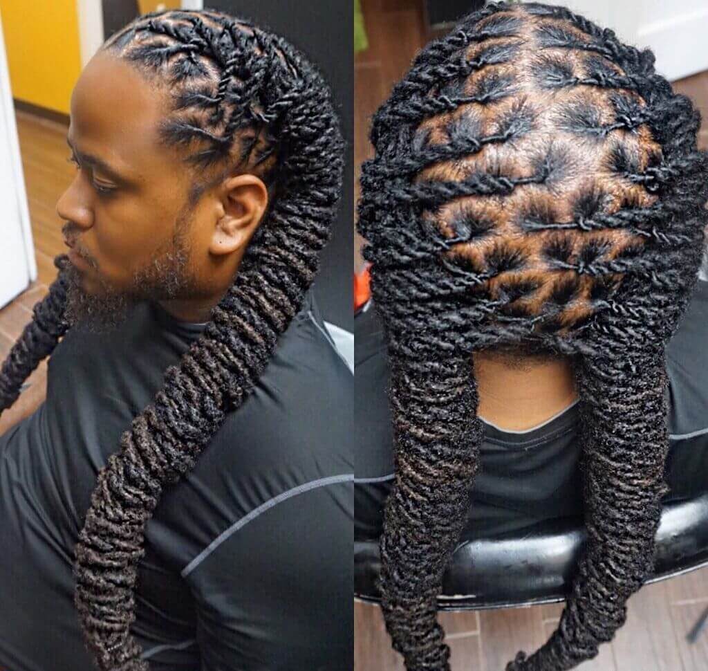 Thick Two Strand Twists Men in a Two Braids