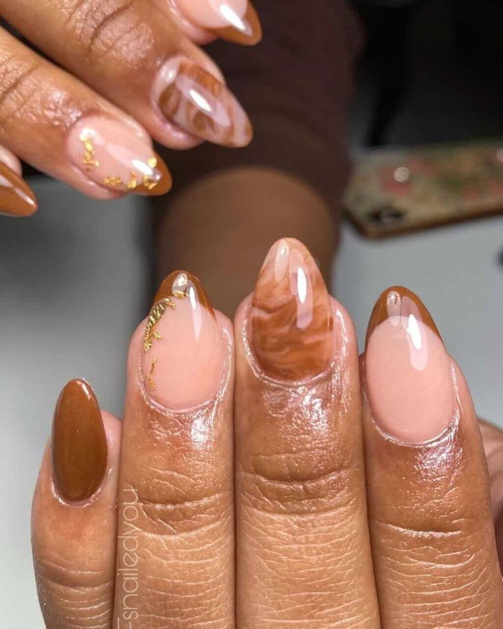 brown fall nails