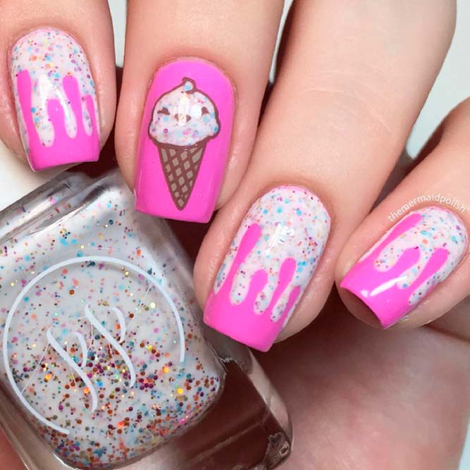 Subtle Shades with Ice Cream Scoop Visual on Nails