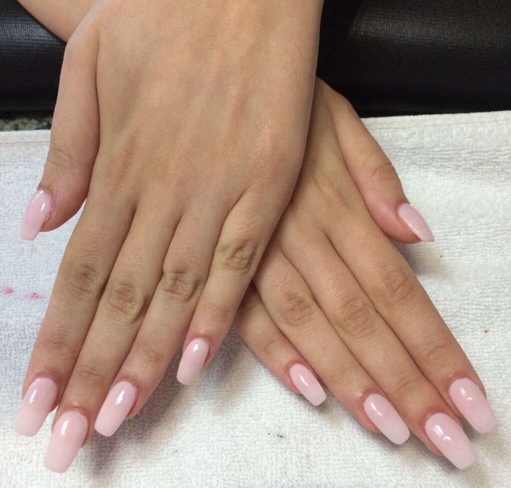 Natural Pastel Pink Manicure With Coffin Nails