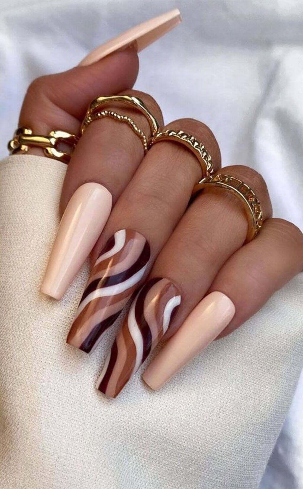 Acrylic Nails in Chocolate Brown Coffin