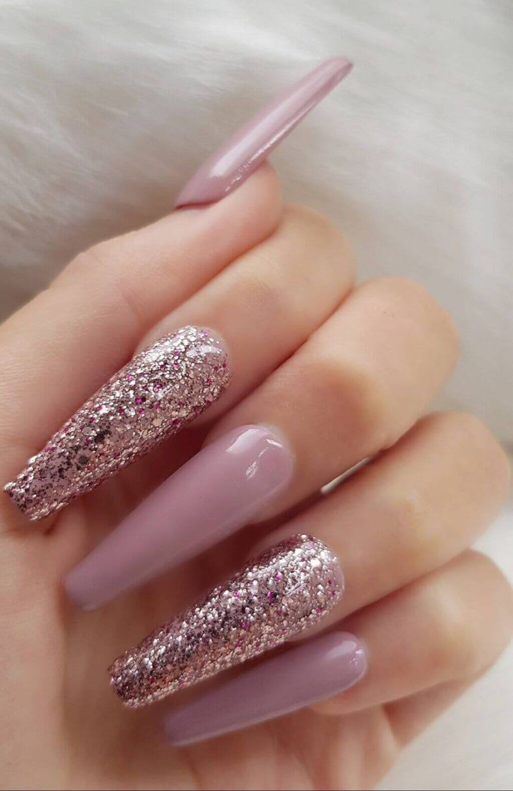 High Gloss Rose Gold Coffin Nails