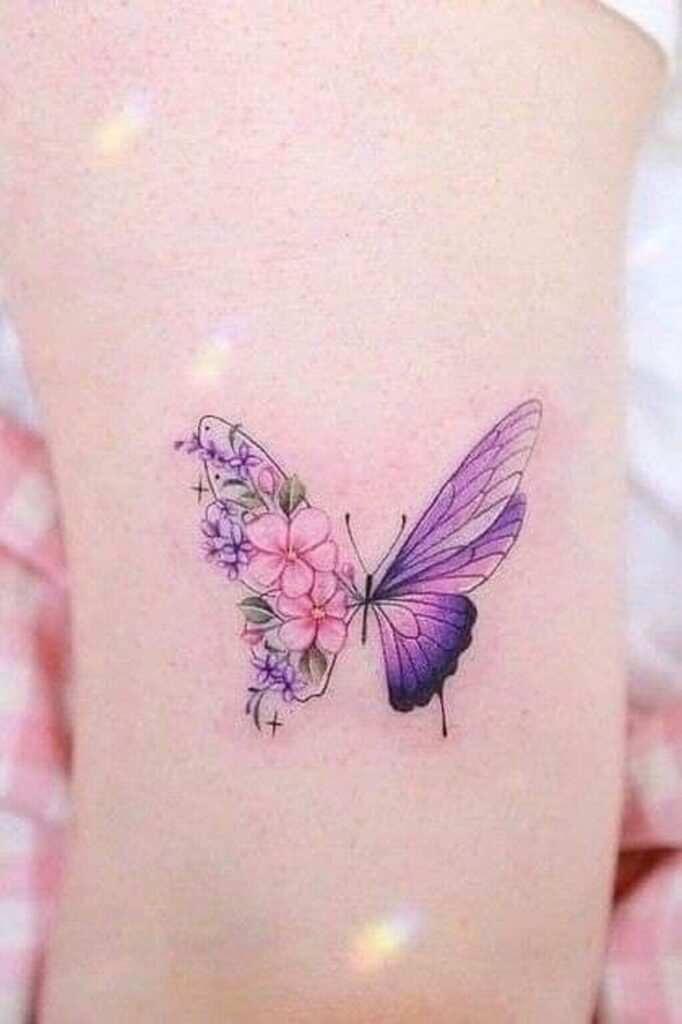 Butterfly with Flower Tattoo Design