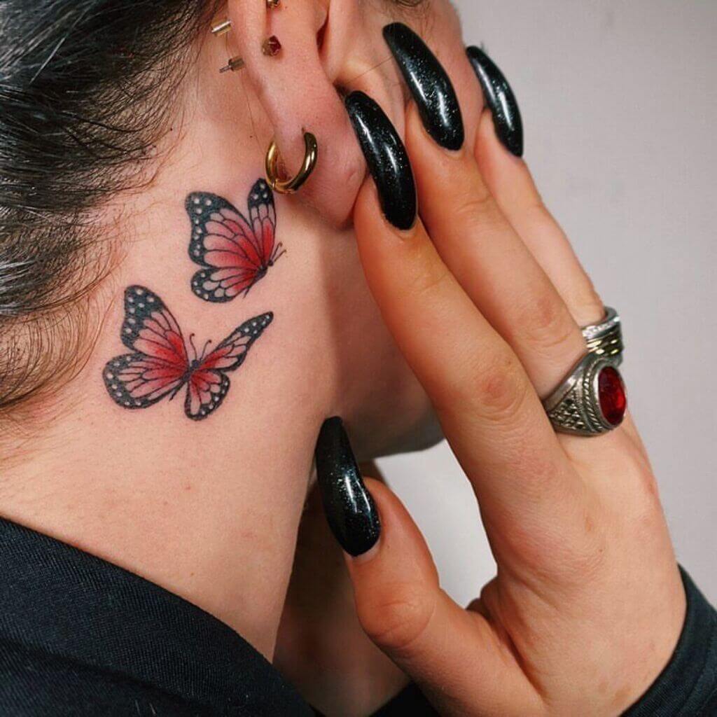 Butterfly Tattoo Behind Ears