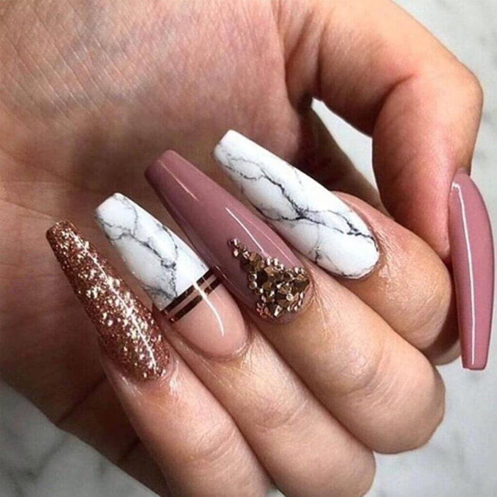 Marble Nail Ideas Coffin