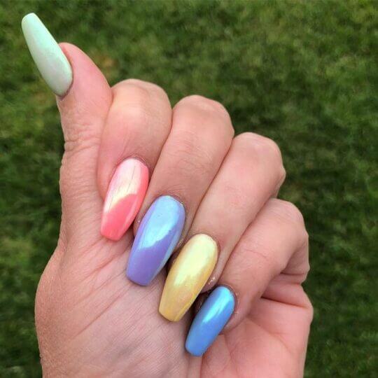 Rainbow Coffin Nail