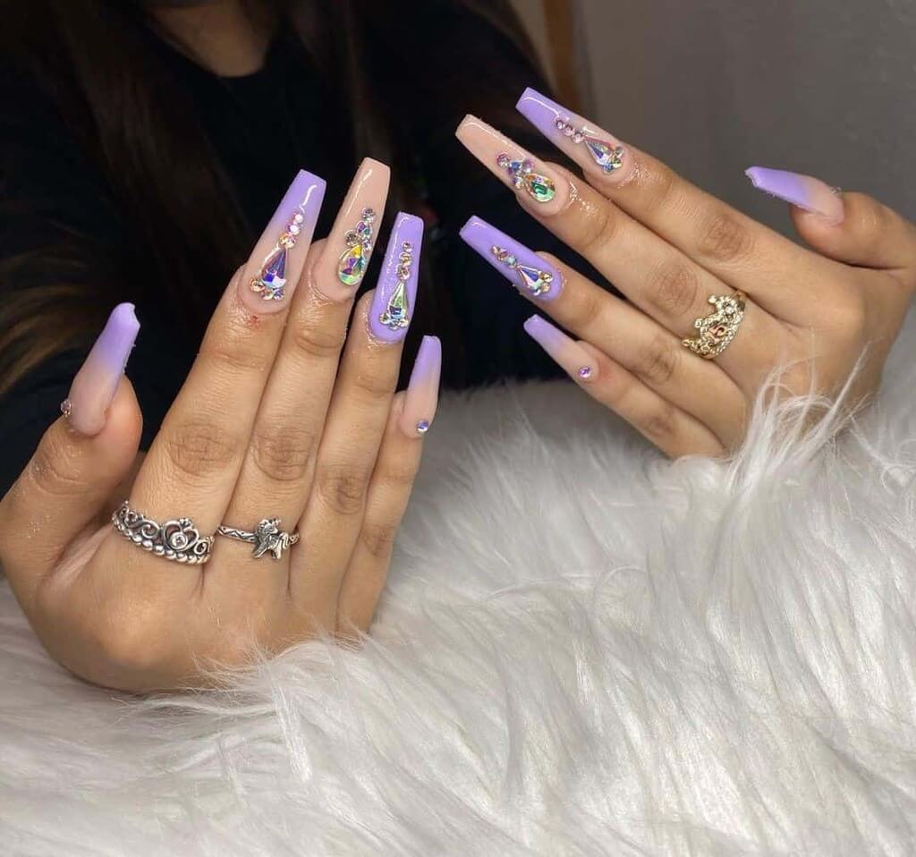 Lavender Long Coffin Nail Ideas