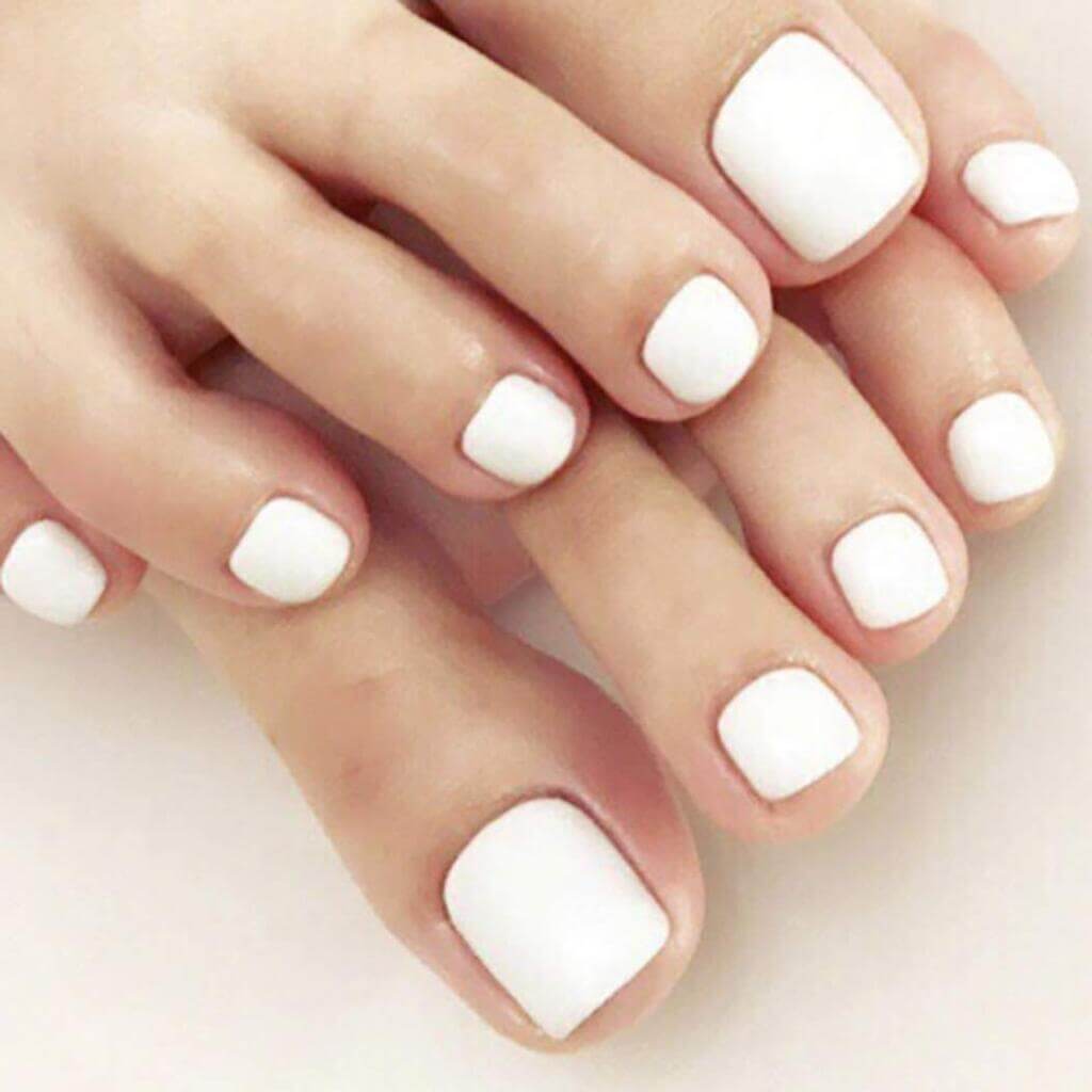 Matte White Toes with Design