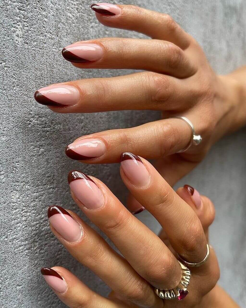 Modern Brown French Tip nails