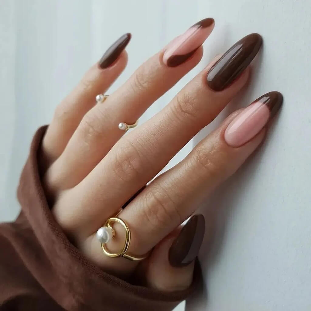 Brown French Tip Nails