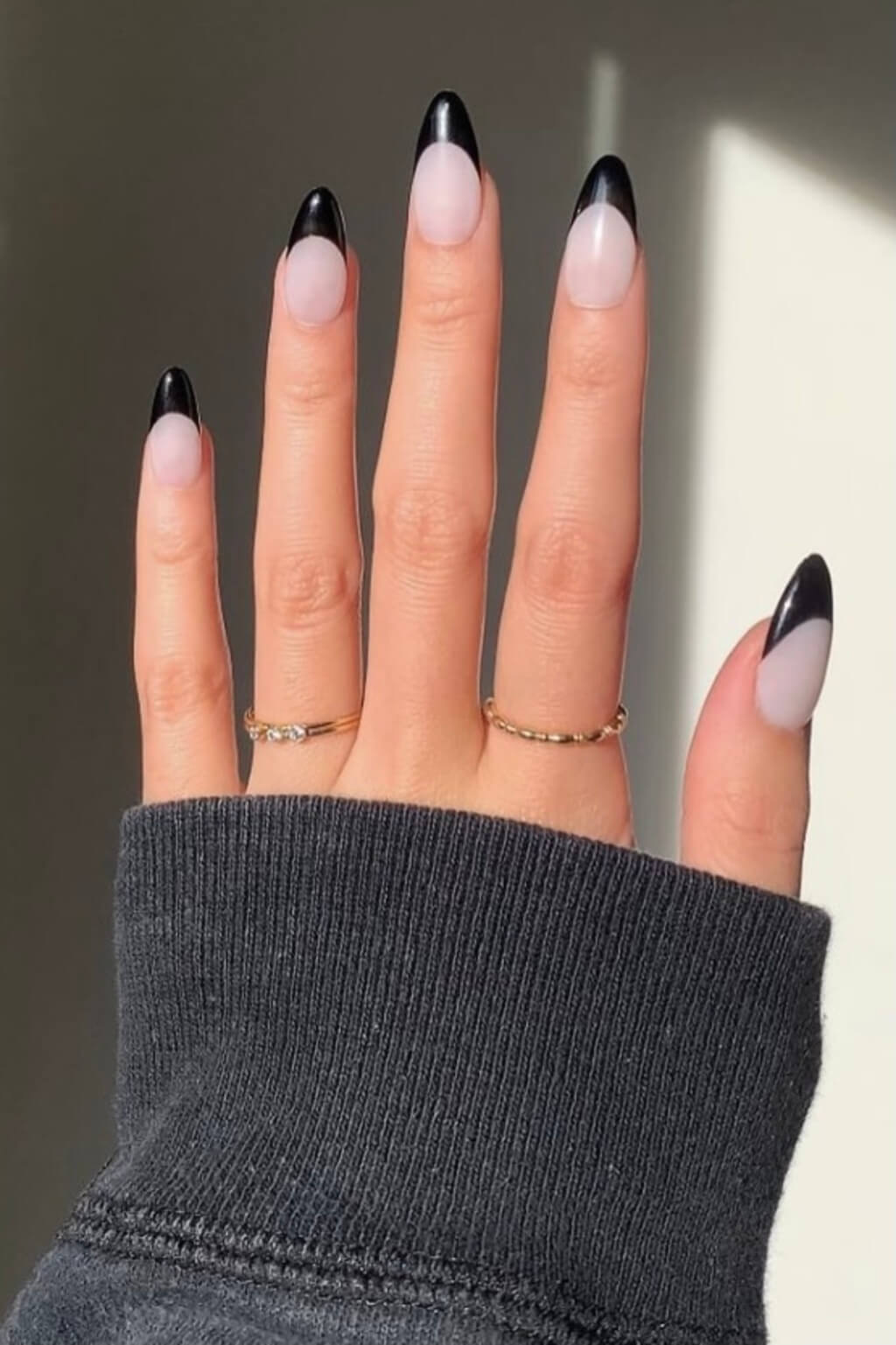 Licorice Black French Tip Nails