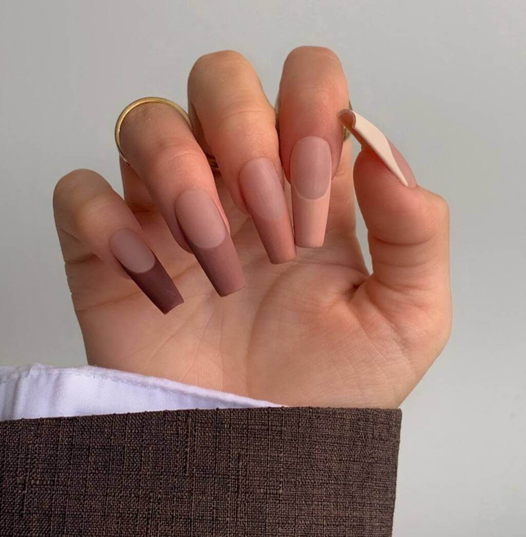 brown french manicure