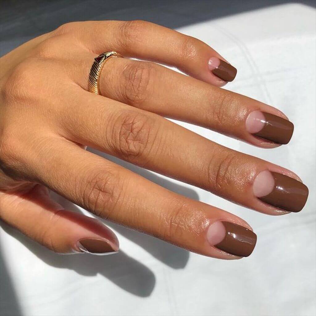 brown french manicure