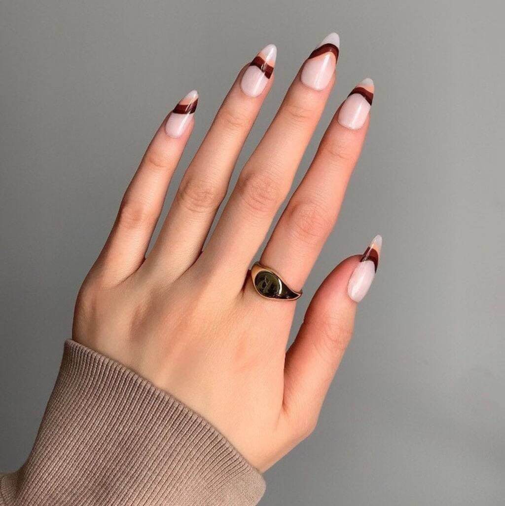 Double Brown French Tip Nails