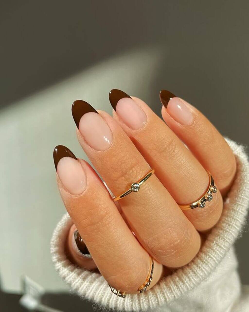 Chocolate French Tips nails ideas