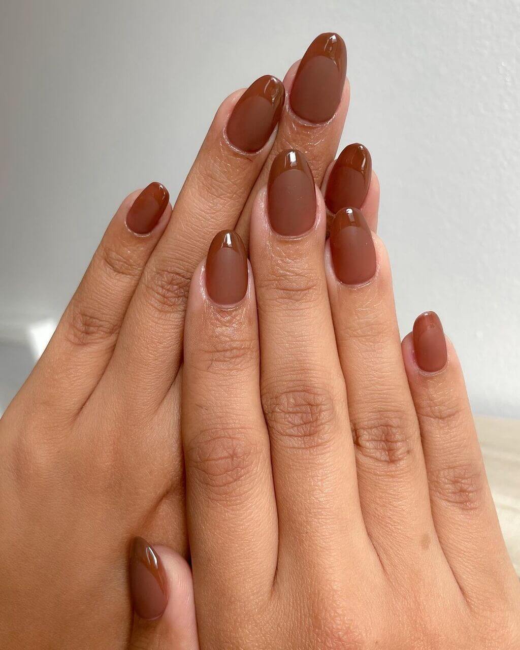Mattes Brown with Gloss Brown nails ideas