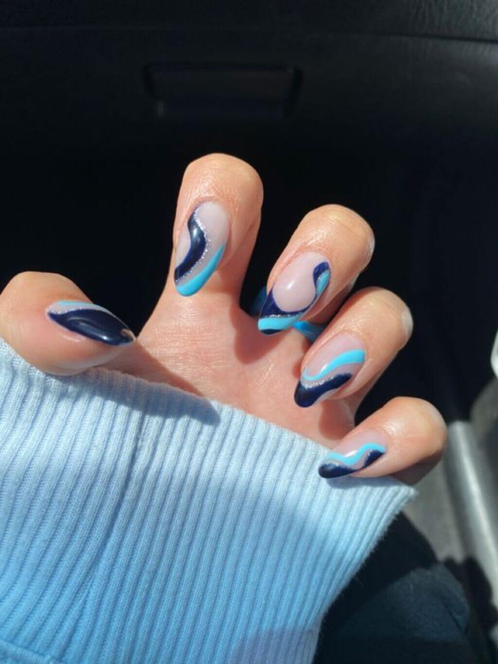 Navy Blue Nails Aesthetic