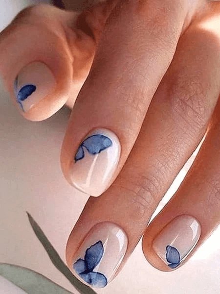 Short Butterfly Acrylic Nails