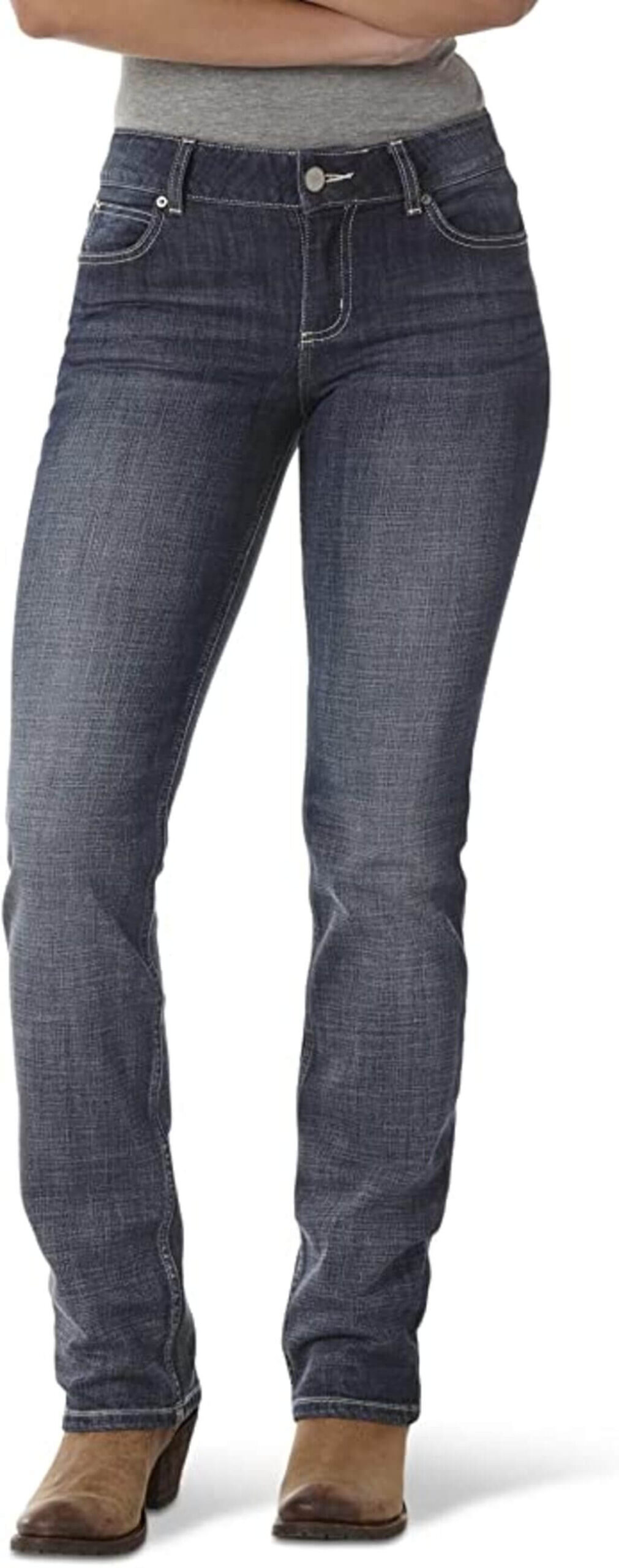 Wrangler Women's Western Mid Rise Stretch Straight Leg Jean