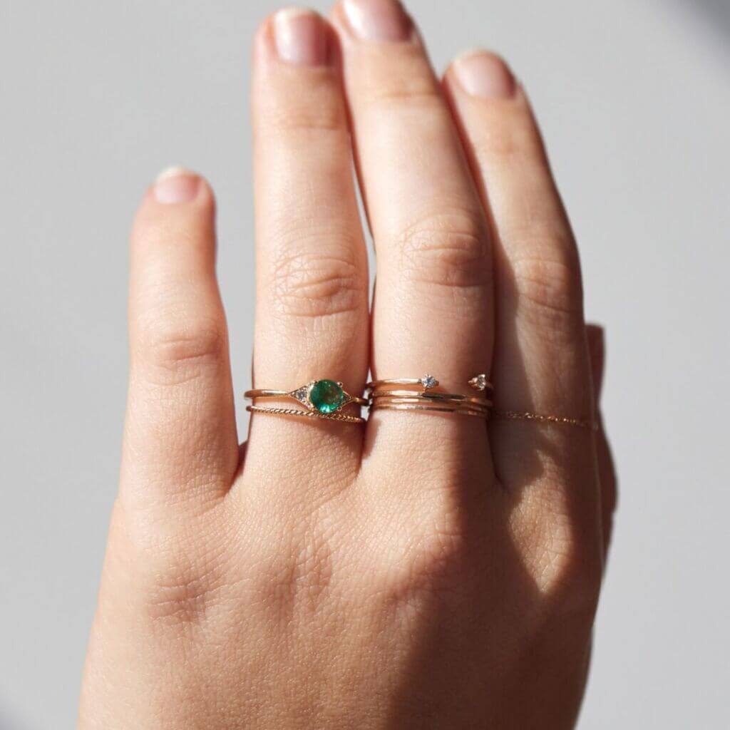 Jennie Kwon Baby Deco Ring, Emerald