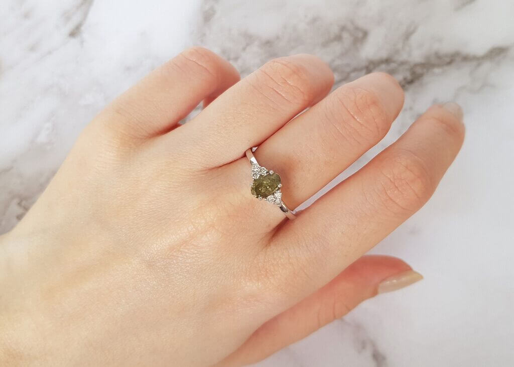 Fancy Grayish Greenish Yellow Diamond Ring