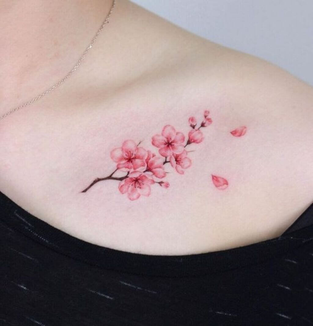 Minimalist Japanese Cherry Blossom Tattoo