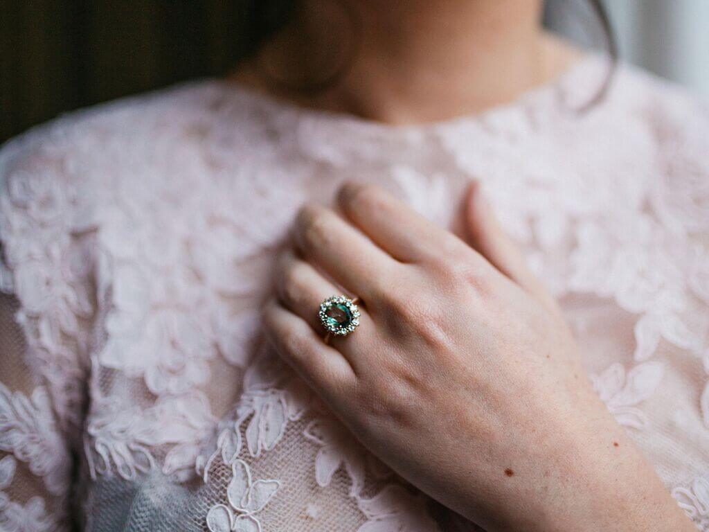 Stone of green engagement rings