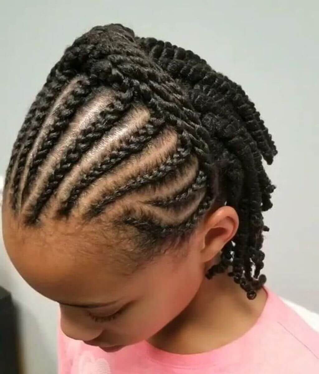 Short Pigtails with Twists Children's Braids Black Hairstyles